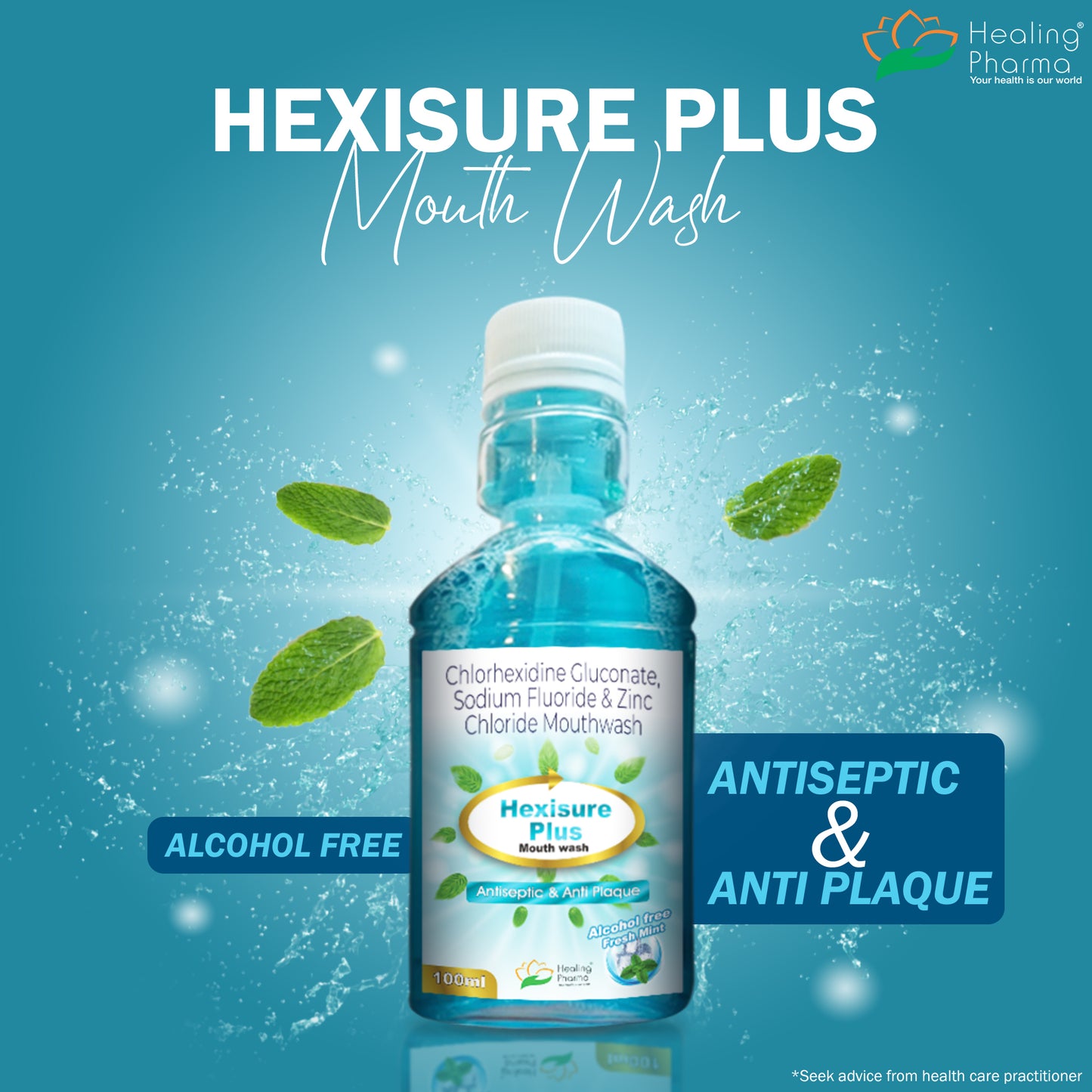 Hexisure Antibacterial & Antiseptic Mouthwash - Healing Pharma